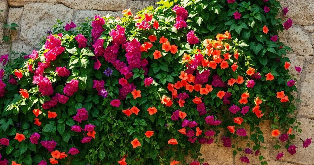 Trepadeiras floridas para cobrir muros com beleza