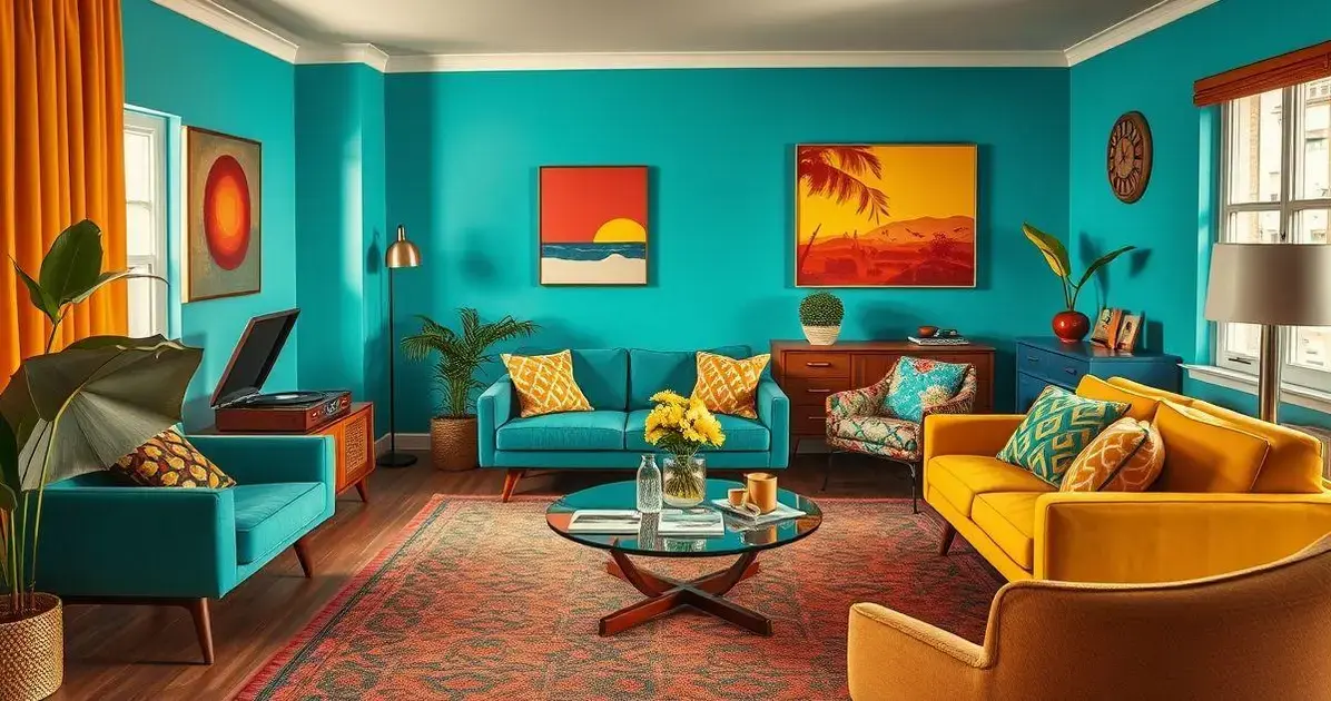 Cores ideais para salas retro-modernas