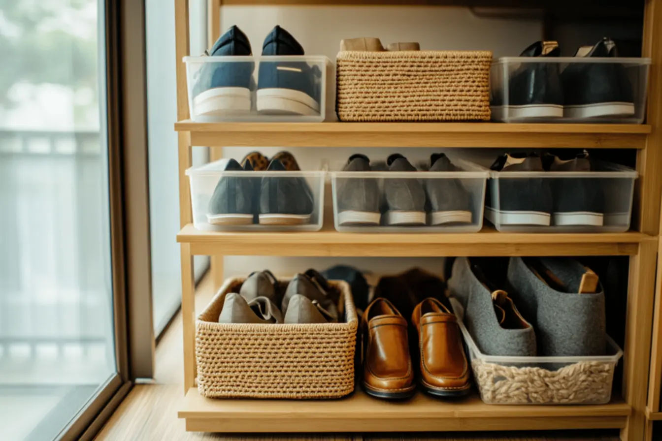 Empilhamento de sapatos para otimizar espaço