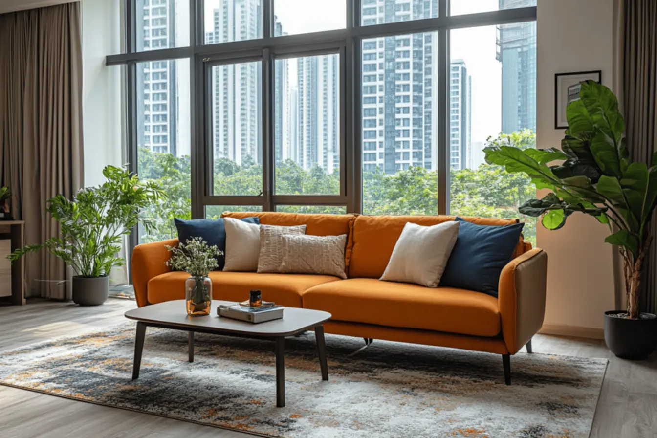 sofá retrátil elegante em ambiente contemporâneo