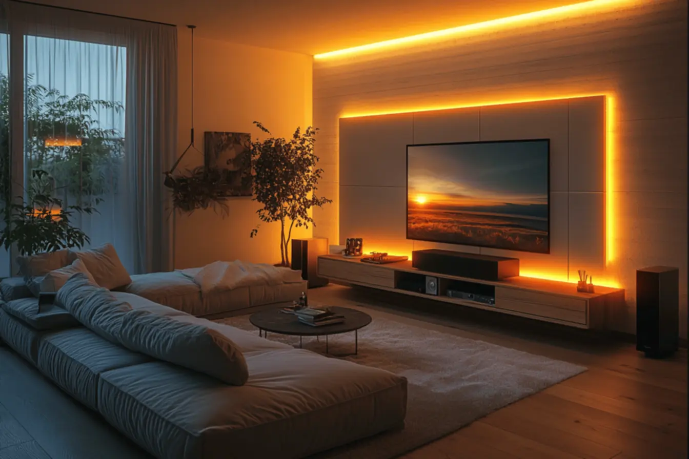Decoração estilosa da sala de TV moderna