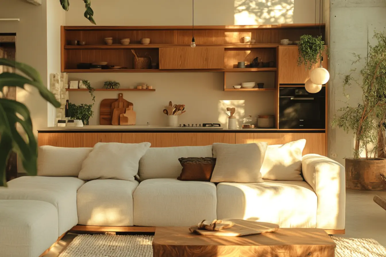 Detalhe da decoração com elementos naturais e aconchegantes