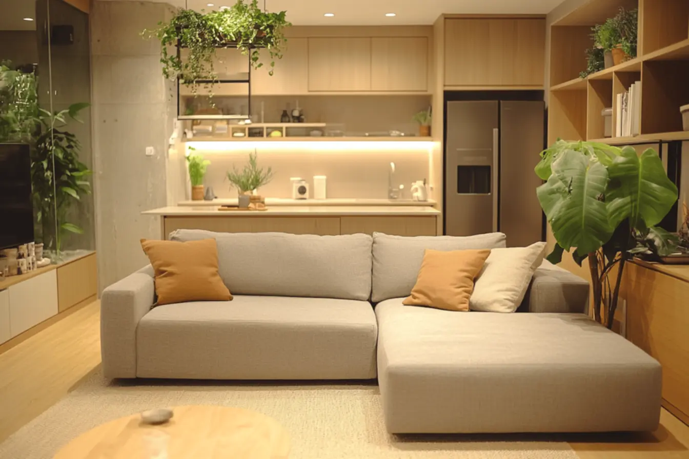 Ambiente iluminado com iluminação suave e aconchegante