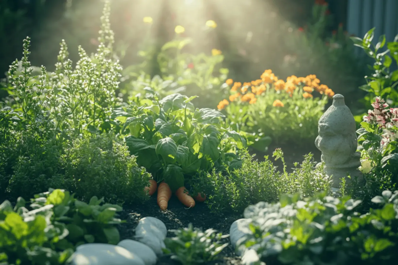 Várias plantas no jardim