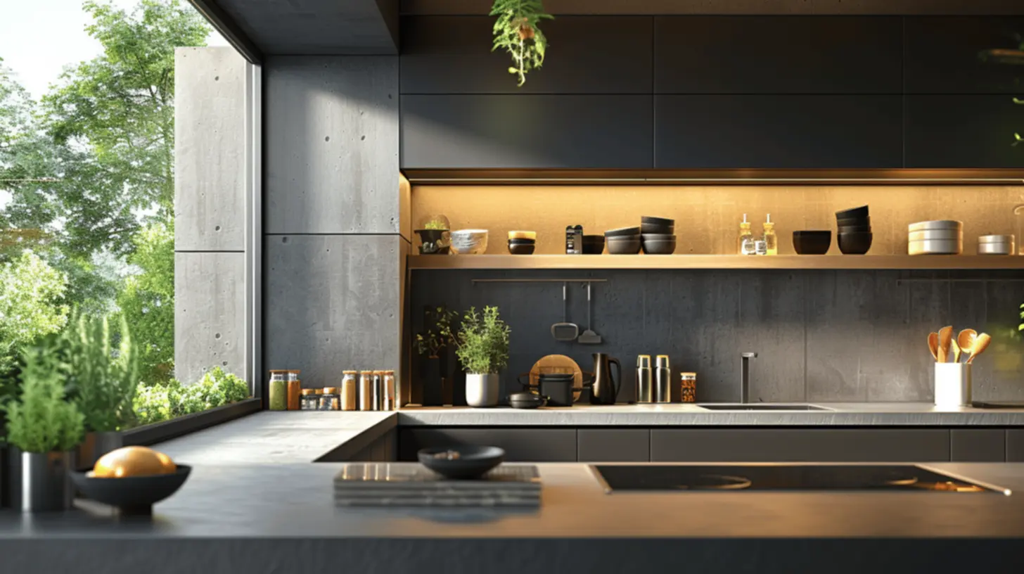 Cozinha decorada com armários suspensos