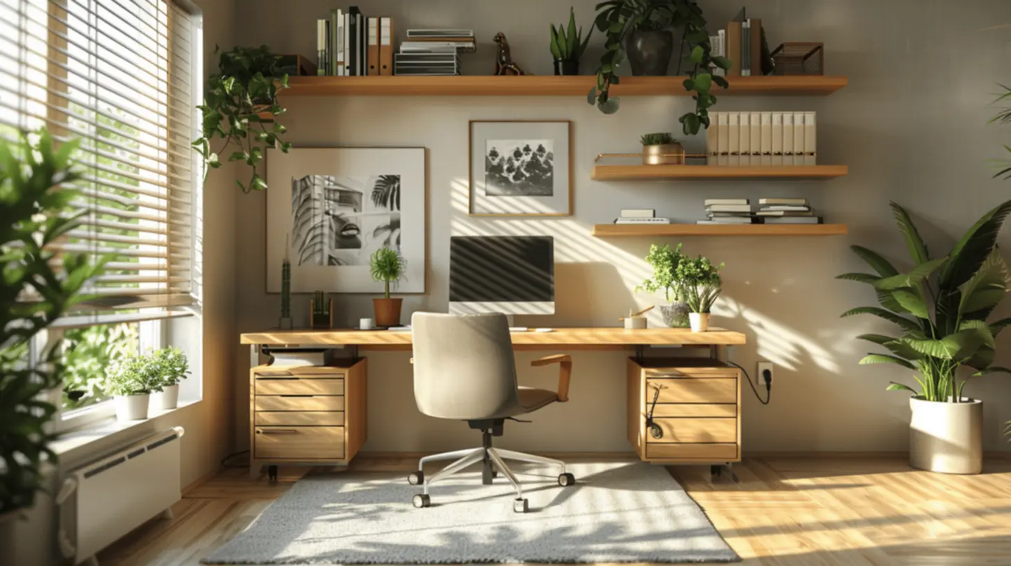 Prateleiras flutuantes em home office