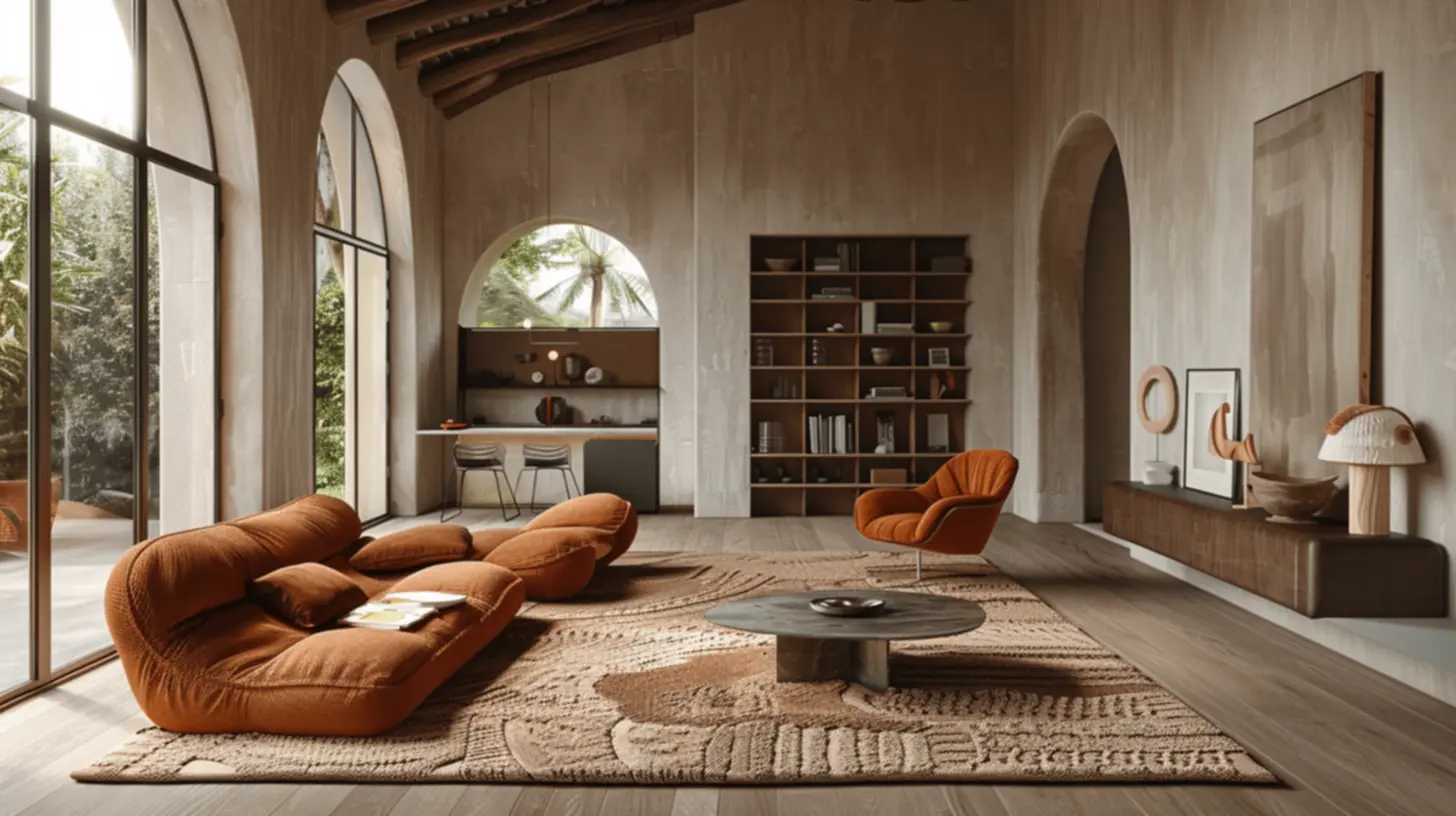 Sala de Estar com Cores Terracota